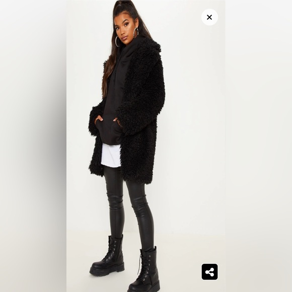 Plt Black Teddy Faux Fur Coat - Picture 3 of 5